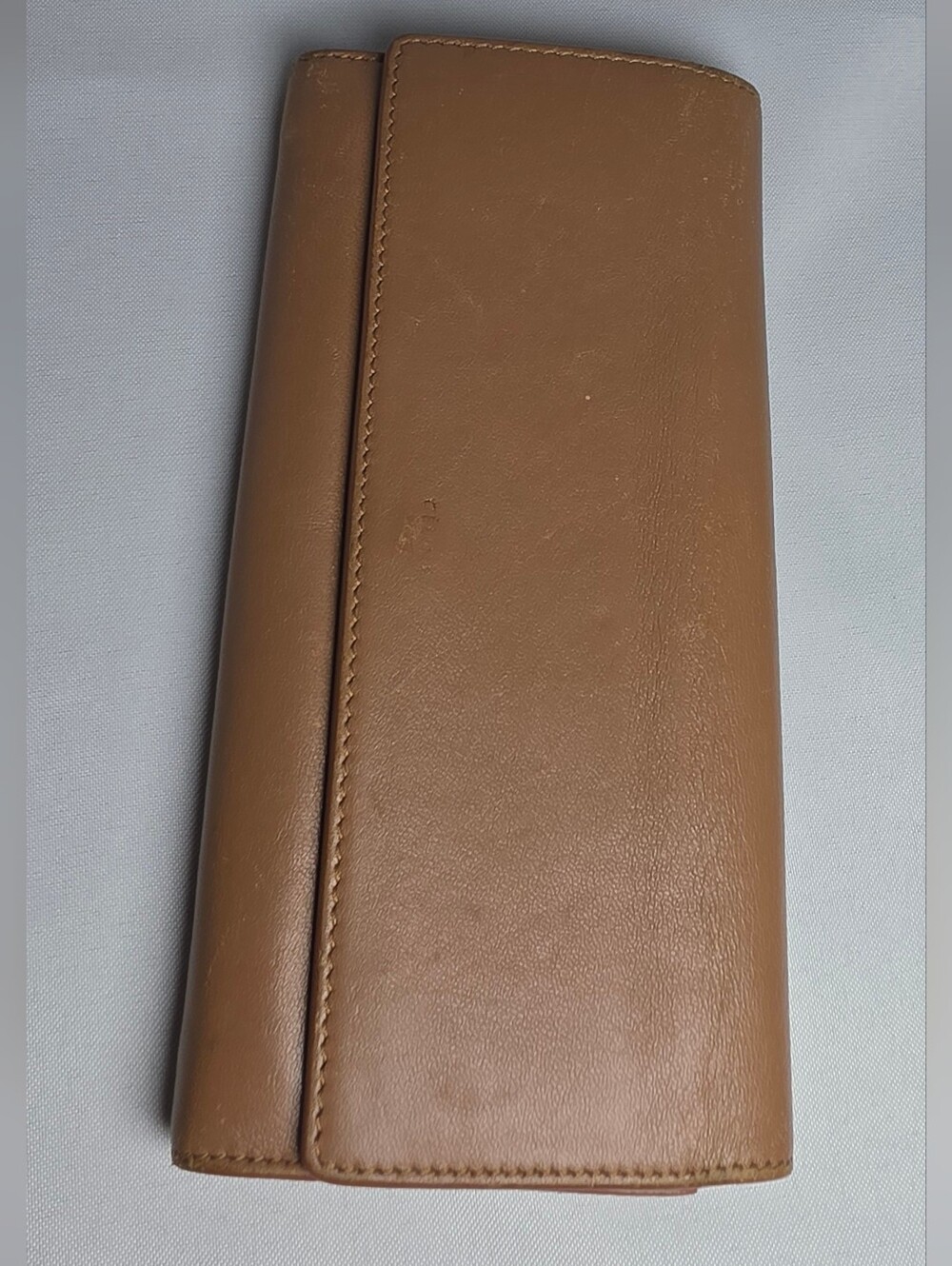 Vintage Celine Paris Long Flap Wallet Camel Tan Grained Leather Italy